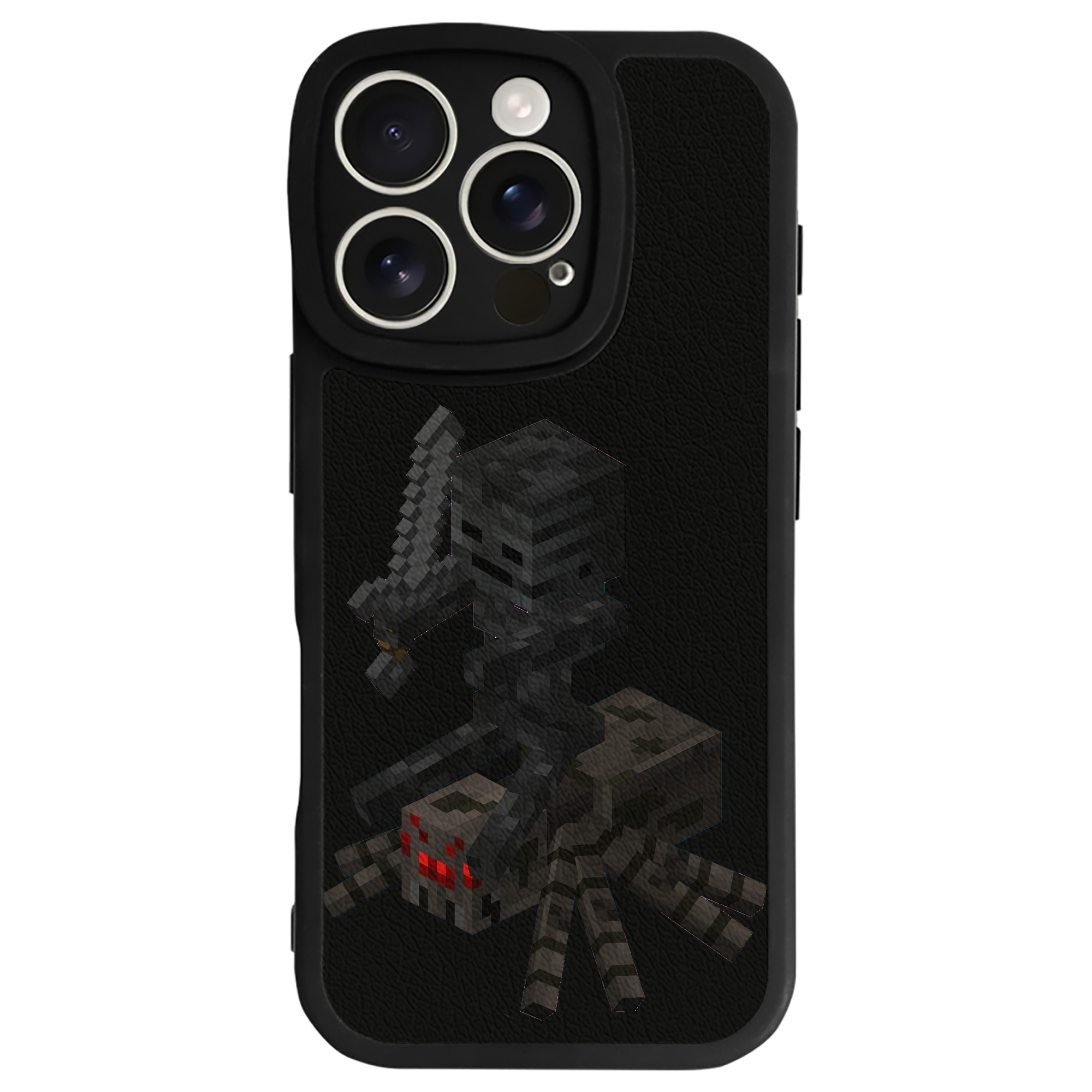 （画像用） マインクラフト ブロックの世界 Minecraft MC Block world 【iPhone 16シリーズ対応】シリコンスマホケース（レザー調） 材質：シリコン